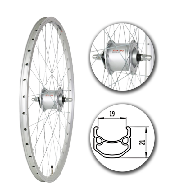 Koło 26  przód DP3W/O Alu.Stożek Srebrna