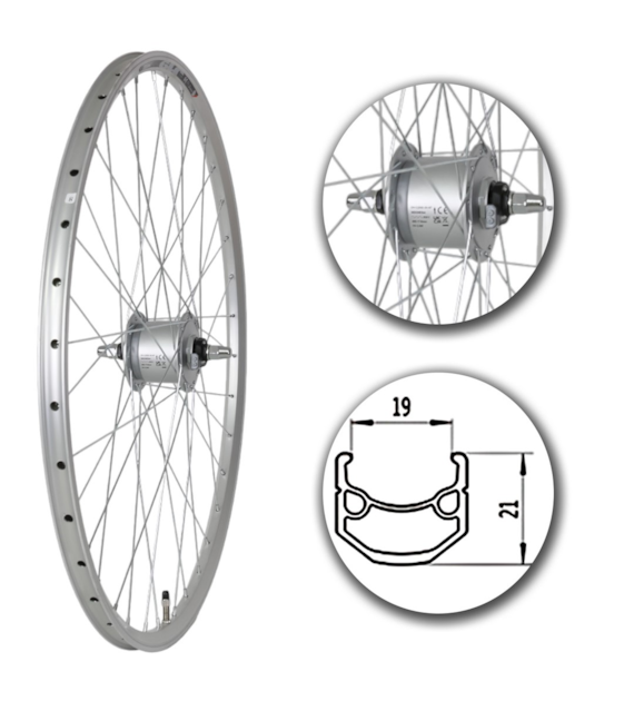 Koło 28  przód DP3W/O Alu.Stożek Srebrny