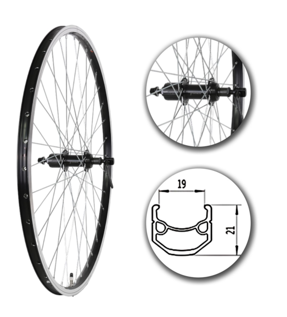 Koło 28  tył PA/O Alu.Stożek Czarny;Kaseta 7 SHIMA