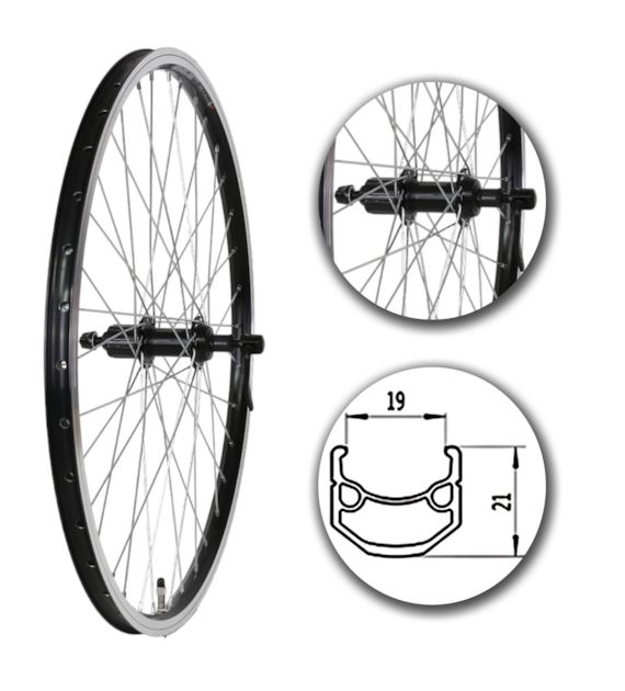 Koło 26  tył PA/O Alu.Stożek Czarny;Kaseta 7 SHIMA