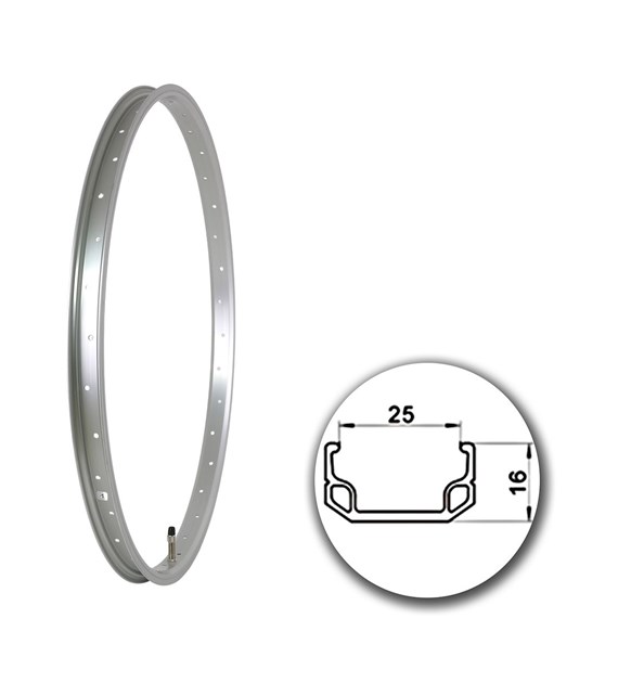 Obręcz 24  507x25;J25AA;36H;AV Silver+anodyzowana