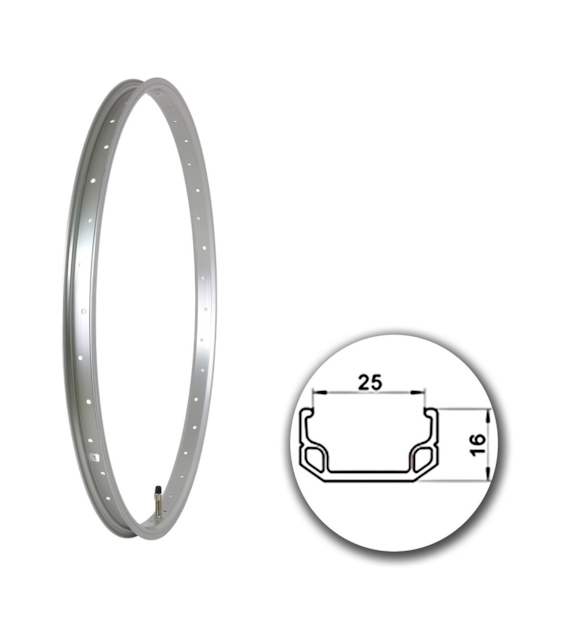 Obręcz 24  507x25;J25AA;36H;AV Silver+anodyzowana