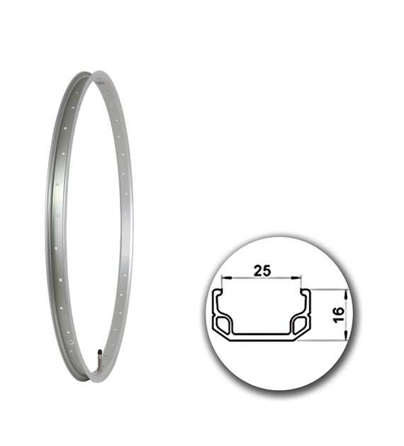 Obręcz 26  559x25;J25;36H;AV Silver+anodyzowana