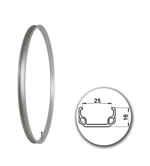 Obręcz 28  622x25;J25;36H;AV Silver+anodyzowana