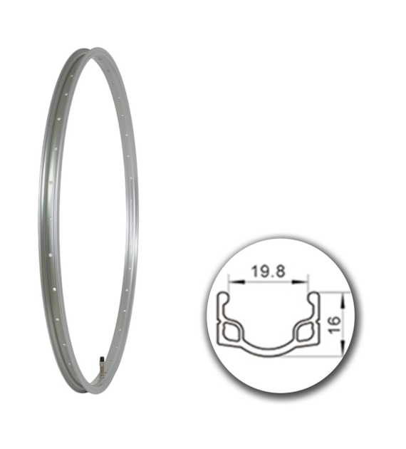 Obręcz 28  622x20;J20CR;36H;AV Silver+anodyzowana