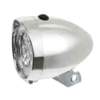 Lampa przód MDR-592 Retro bateryjna 3 Led srebrna