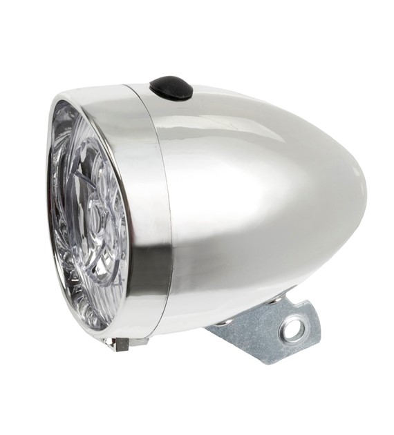 Lampa przód MDR-592 Retro bateryjna 3 Led srebrna