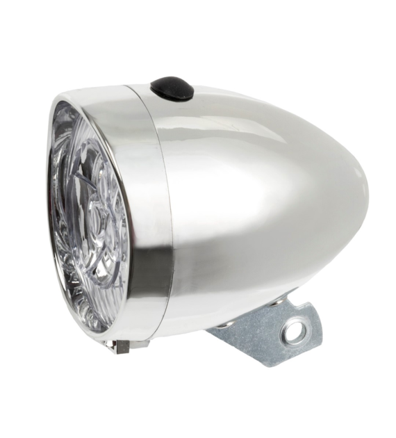 Lampa przód MDR-592 Retro bateryjna 3 Led srebrna